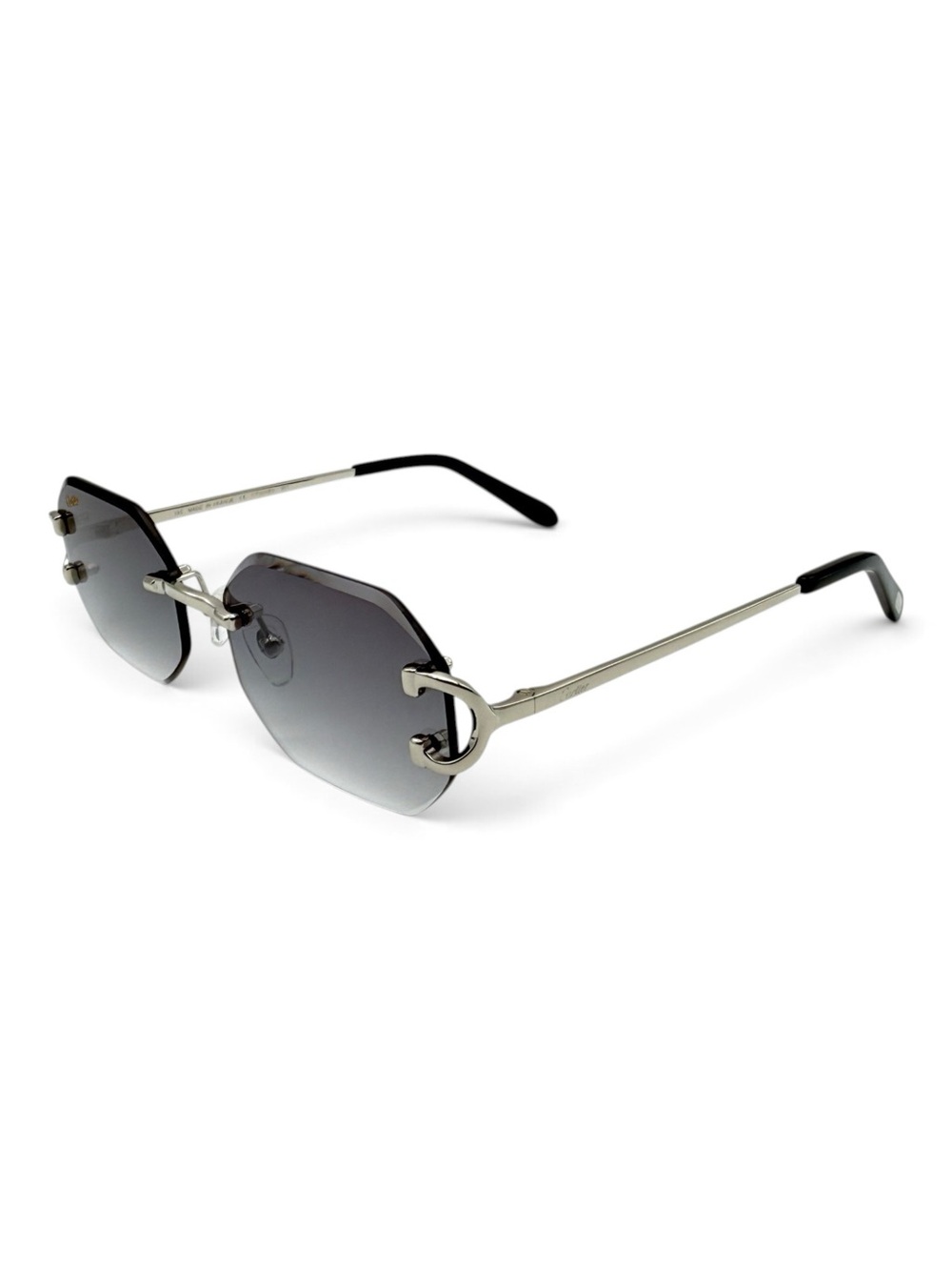 Cartier Men’s Rimless Sunglasses with Gray Gradient Lenses - Silver Temples